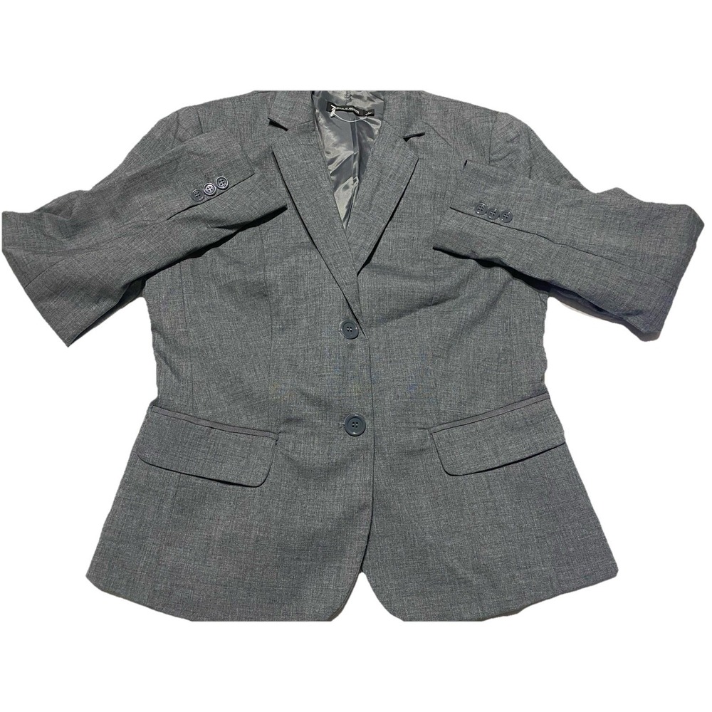 7th Avenue New York & Company Women's Size 8 Gray 2 Button Lined Blazer Preowned